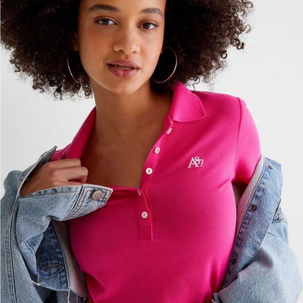 Aeropostale Women's Pink Button Down Shirt
